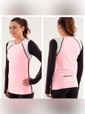 Lululemon Run: Layer Me Pink Colorblock Long Sleeve